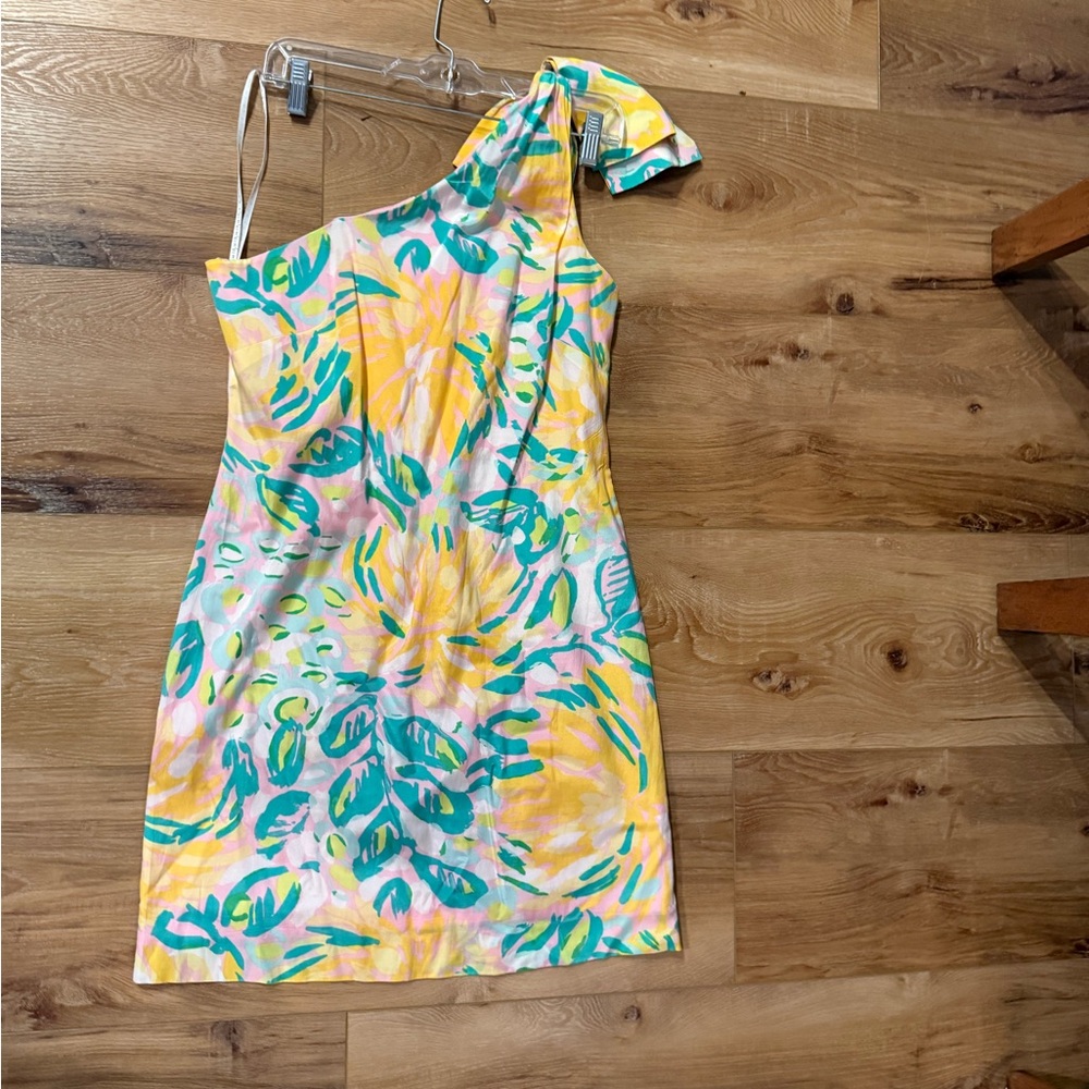 Lilly Pulitzer One-Shoulder Dress in Yellow and Green